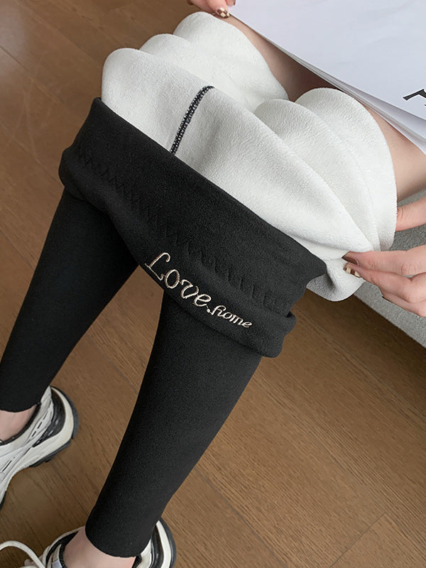 Simple Velvet Keep Warm Solid Color Leggings