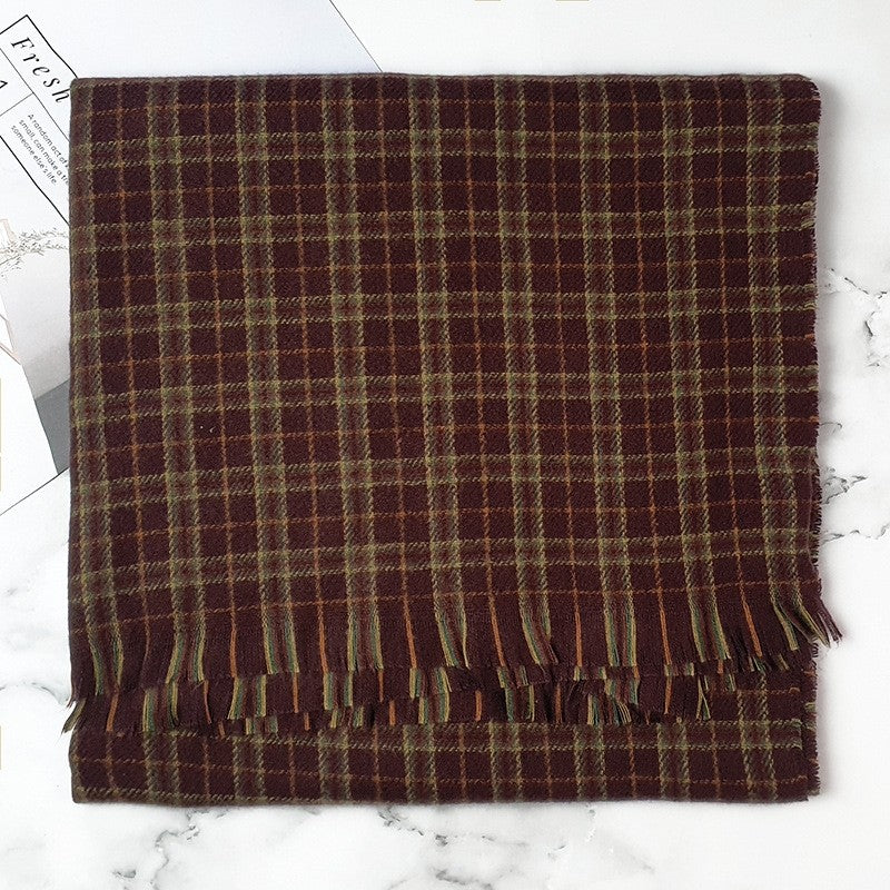 Imitation Cashmere Small Lattice Shawl Scarf