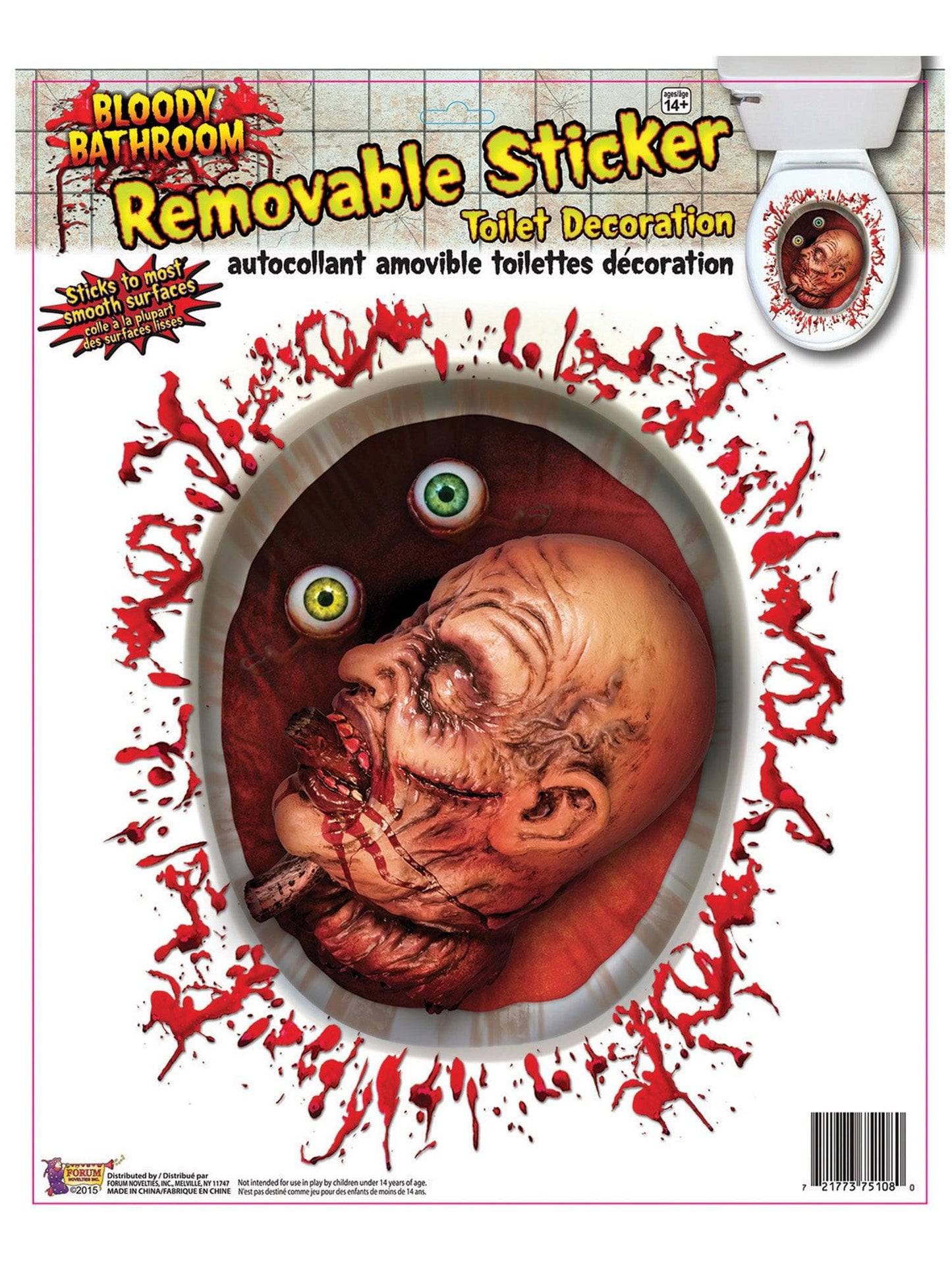 Free Shipping For Bloody Monster Removable Sticker Toilet Seat Decoration