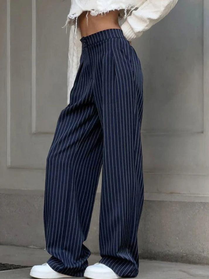 Pinstripe Print Tailored Pants