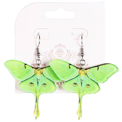 Free Shipping For GREEN ACRYLIC MOTH EARRINGS