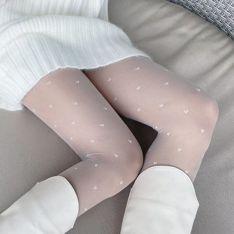 Sexy Fairy core cream hearts tights