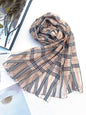 Wool Blend & Mulberry Silk Plaid Sun-Protection Shawl&Scarf