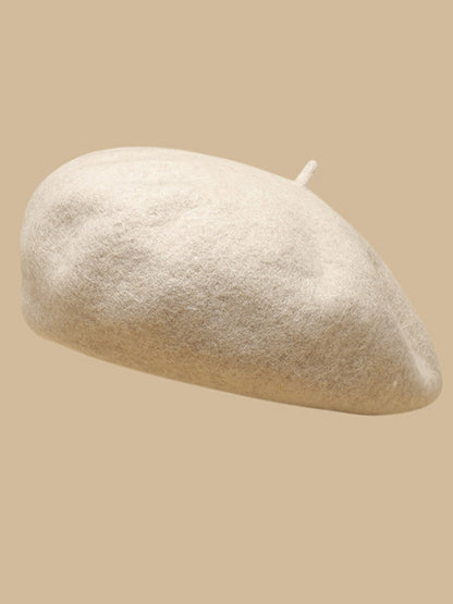 Simple Wool Solid Color Beret Hat-Homeunderwear