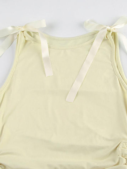 Solid Color Webbing Drawstring Tank Top