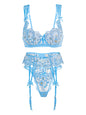 Free Shipping For Azure Blossom Embroidery Lingerie Set