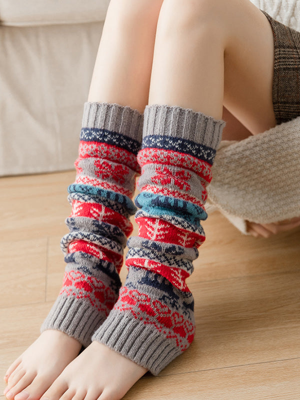 Knitting Keep Warm Printed Leg Warmers Accessories-Homeunderwear