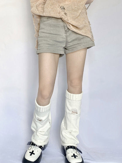 Fashion Flared Hollow Solid Color Leg Warmers Accessories-Homeunderwear