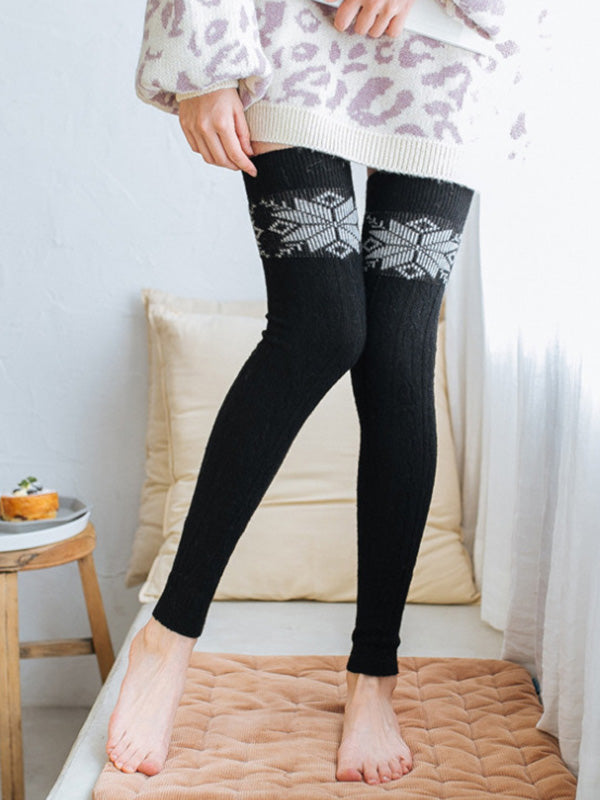 Twist Snowflake Printed Over-The-Knee Leg Warmers Accessories