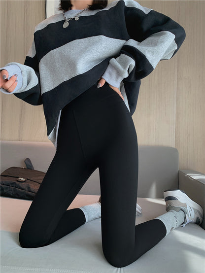 Casual Skinny Leg Keep Warm Solid Color Leggings-Homeunderwear