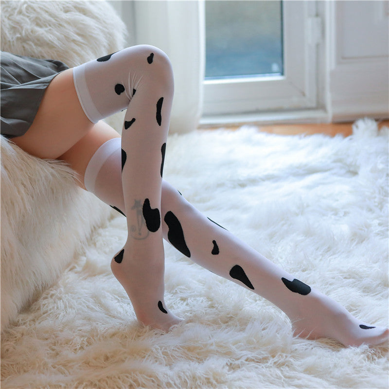 Sexy cow over the knee stockings