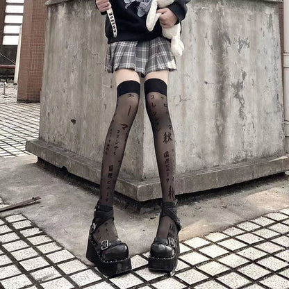 Japanese Stockings Show Long Legs Black Sexy Over-the-knee Socks