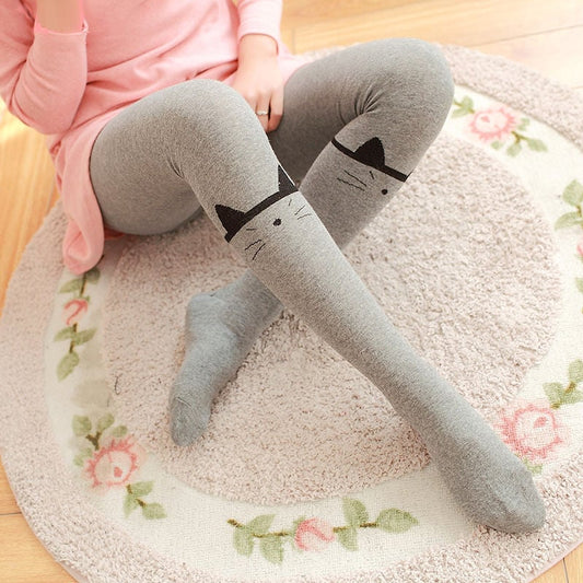 Autumn and Winter Cute Cartoon Stitching Cotton Knitted Pantyhose