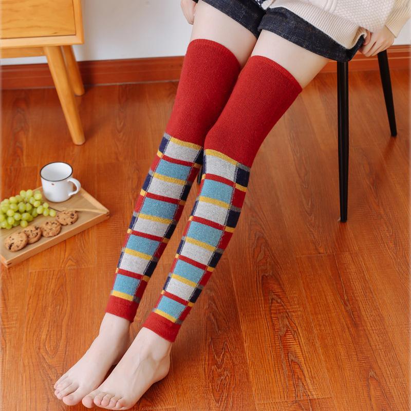 Warm Winter Thick Plaid High-tube Over-the-knee Leg Warmers Piled Socks