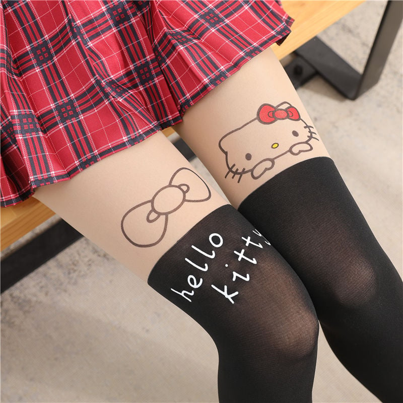 Cute Cat Stitching Stockings Thin Fake High Tube Pantyhose Sexy Over-the-knee Stockings