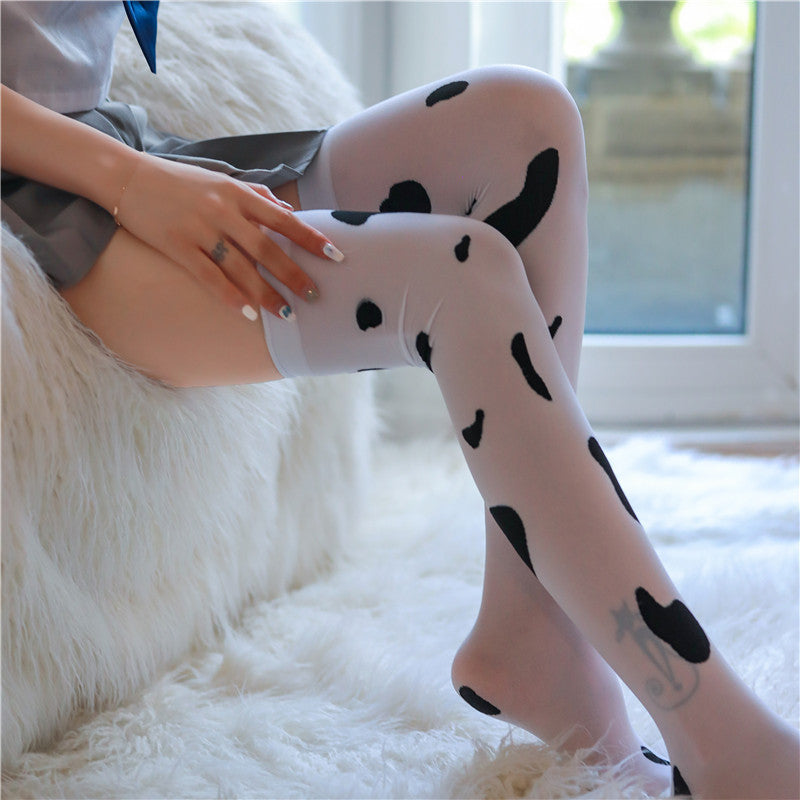 Sexy cow over the knee stockings