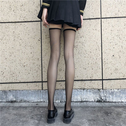 Black Silk Spice Girl Sexy Thin JK Knee Socks Sexy Stockings Women's Summer Thin Style Versatile