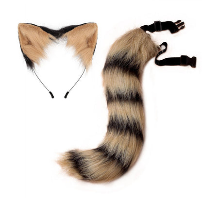 Halloween Party Cute Soft Cute Fox Tail Plush Adjustable Beast Ears Headband COS Props