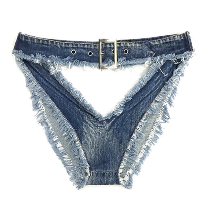 Open Hip High Waist Women's Denim Shorts