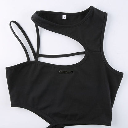 Hollow Camisole Asymmetric Crop Top