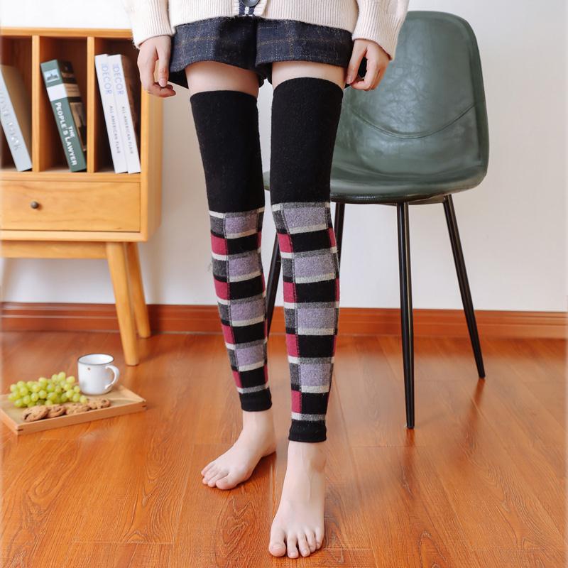 Autumn And Winter Japanese Warmth Thick Plaid High Tube Socks Over Leggings Boots Piled Socks