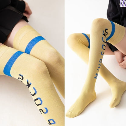 Color Letters Over The Knee Socks Trend Ins Yoga Shaping High Socks College Wind Wild Socks