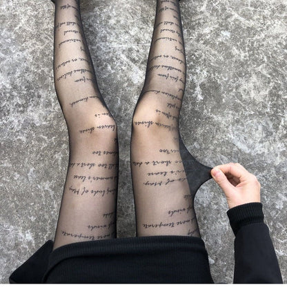 Alphabet Black Stockings Sexy Bottoming Pantyhose