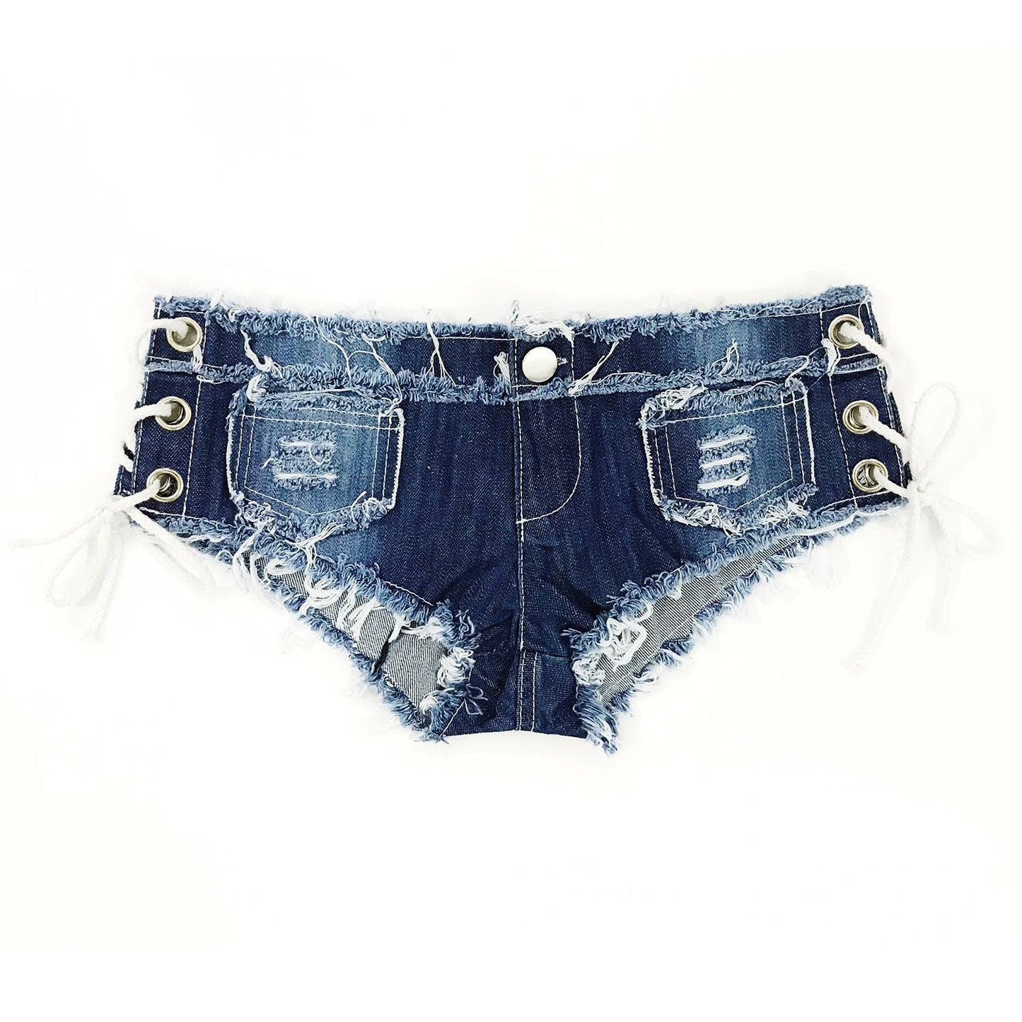 Sexy Cut Out Strap Low Waist Denim Shorts