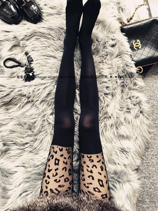 Wild Little Milk Leopard Sexy Transparent Anti-hook Silk Pantyhose Was Thin and Ultra-thin Leggings