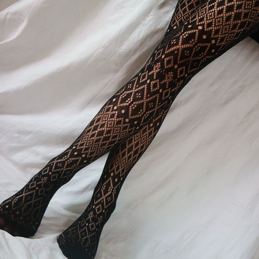 Sexy hollow super elastic fishnet stockings women pantyhose size rhombus jacquard net socks