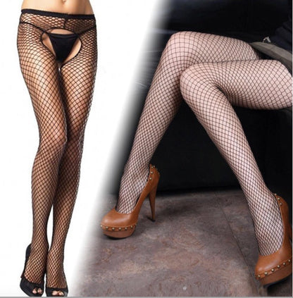 Sexy Black Open Crotch Hosiery Fishnet Stretchy Stocking Fetish Erotic Temptation Bodystocking For Women