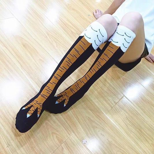 Chicken Feet Socks Day Creative Over-knee Socks Ostrich Pattern Gym Funny Male Calf Thin Stockings