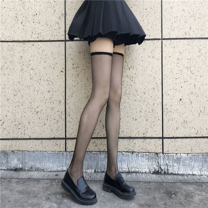 Black Silk Spice Girl Sexy Thin JK Knee Socks Sexy Stockings Women's Summer Thin Style Versatile