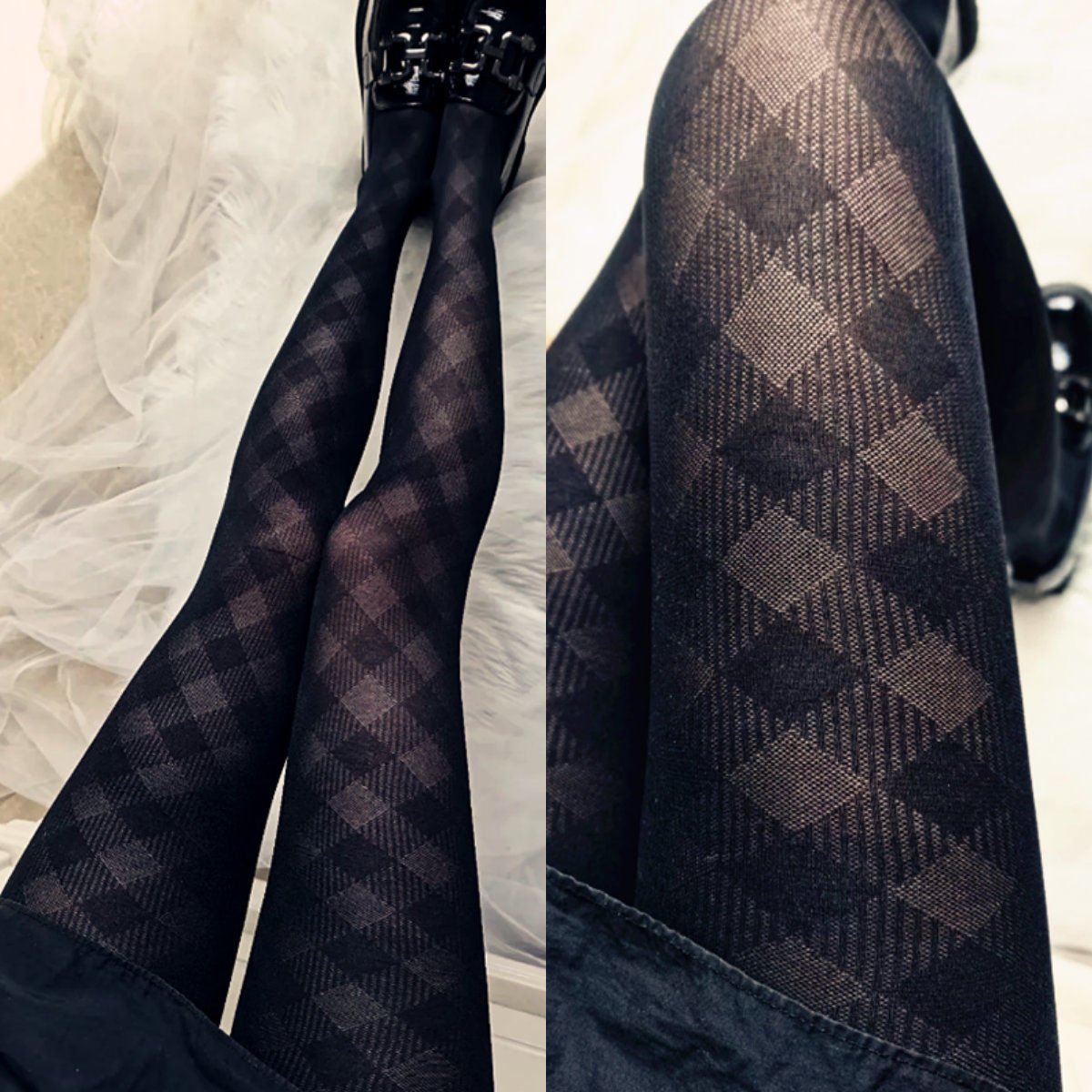 Sexy Black Silk Ins Thin Light Leg Artifact Diamond Stockings Pantyhose