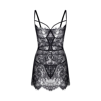 Sexy Neck Hanging Three-point Lace Embroidered Hollow Out Sling Nightdress