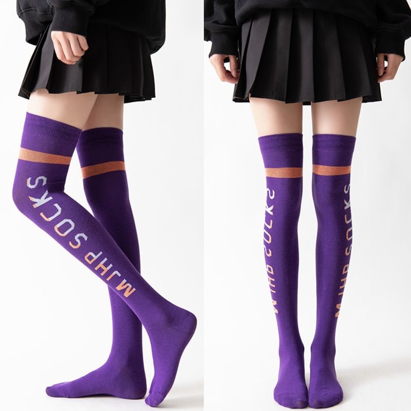 Color Letters Over The Knee Socks Trend Ins Yoga Shaping High Socks College Wind Wild Socks