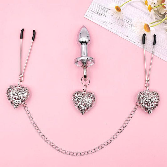 Love Chain Sex Toys Bells Female Nipple Clamp Female Nipple Bondage Anal Plug