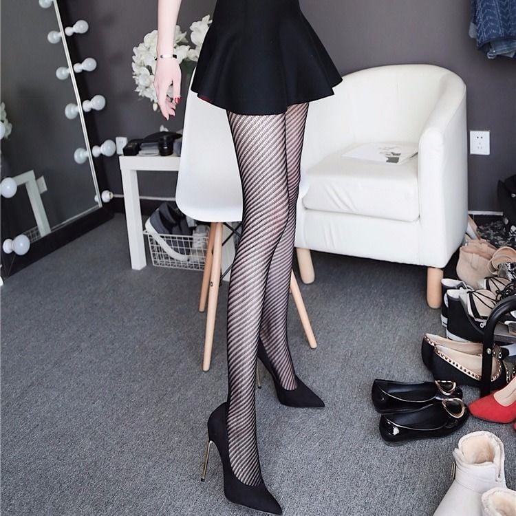 Hollow Out Twill Thin Pantyhose Beautiful Leg Thin Black Silk Stockings