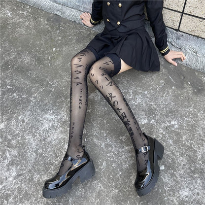 Japanese Stockings Show Long Legs Black Sexy Over-the-knee Socks