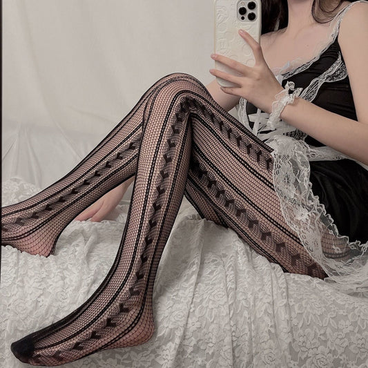 Love All-match Leggings Tights Hollow Fishnet Socks Jk Hot Girl Black Stockings