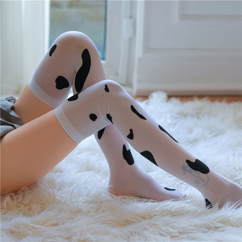 Sexy Lace Lingerie Women Underwear Cow spotted stockings