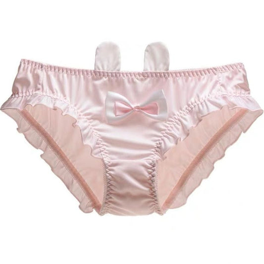 Soft Cute Three-dimensional Rabbit Ears Lace Daily Cute Low-rise Ice Silk Panties