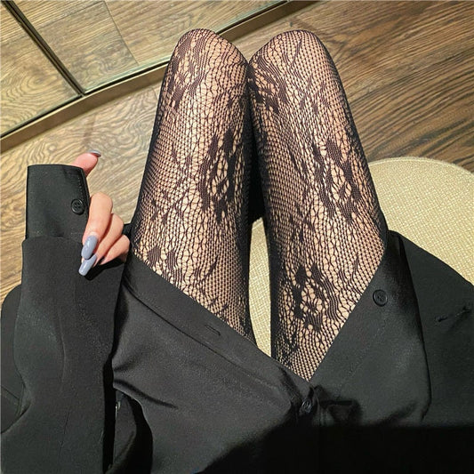 Sexy Fishing Net Socks Leggings Thin Flower Long Tube Hollowed Out Meat Pantyhose