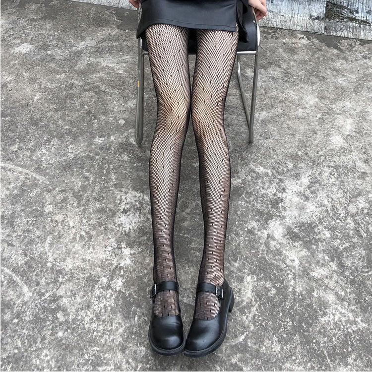 Fishing Net Socks Thin Dot Hollowed Out Beautiful Leg Black Silk Stockings Bottomed Jumpsuit