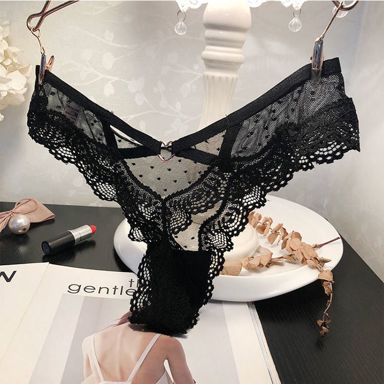 Sexy Lace Back Hollowed Out T-shaped Underwear Low Waist Mesh T-shaped Pants