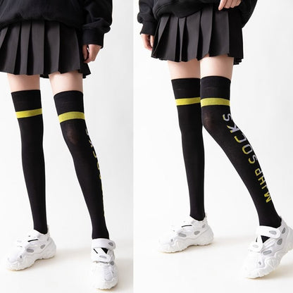 Color Letters Over The Knee Socks Trend Ins Yoga Shaping High Socks College Wind Wild Socks