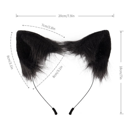 Halloween Party Cute Soft Cute Fox Tail Plush Adjustable Beast Ears Headband COS Props