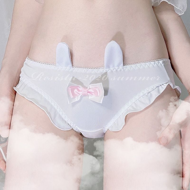 Soft Cute Three-dimensional Rabbit Ears Lace Daily Cute Low-rise Ice Silk Panties