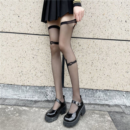 Sexy Black Silk Stockings JK Cute Fashion Student Girl Pantyhose Best friend and sister silk stockings