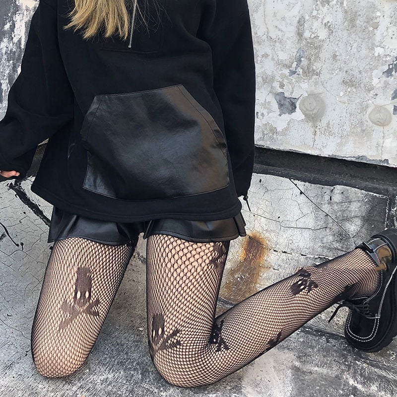 Skull Mesh Stockings Hollowed Out JK Versatile Bottomed Socks